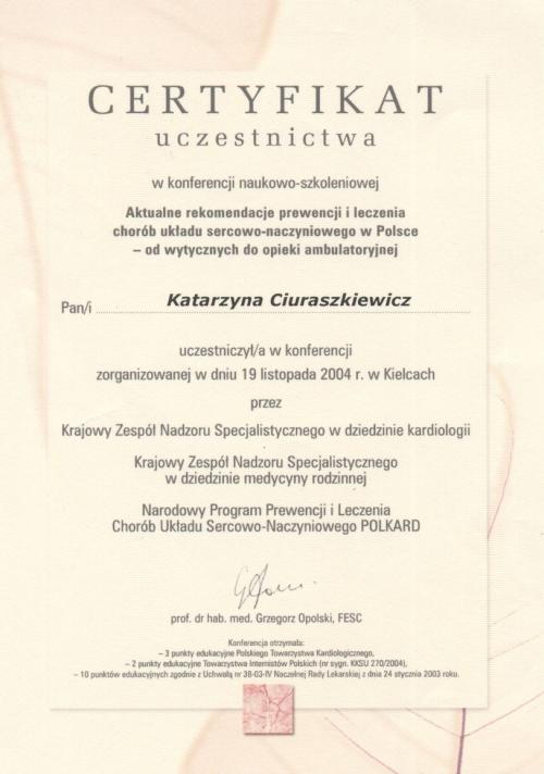 Aktualne rekomendacje prewencji i leczenia chorób ukadu sercowo-naczyniowego w Polsce - Kielce 2004